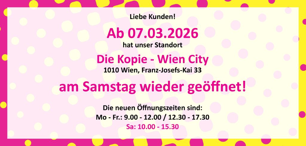 neue Öffnungszeiten am Samstag